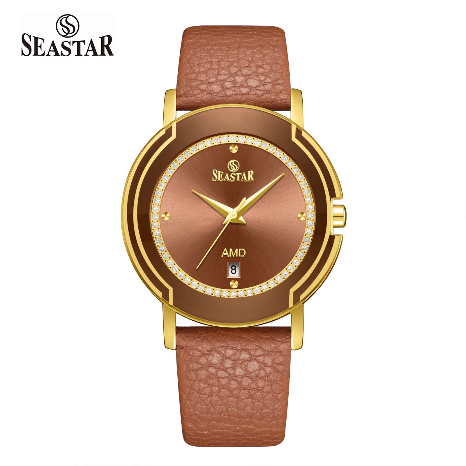 Seastar 2483M Leather Strap Elegant Analog Design Watch for Men