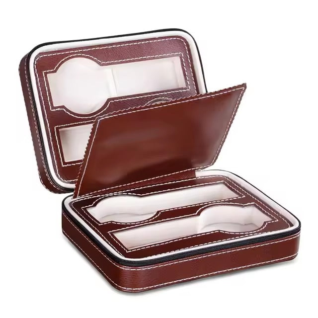 Portable Vintage Leather Display Collection Storage 4 Slots Watch Organizer Box
