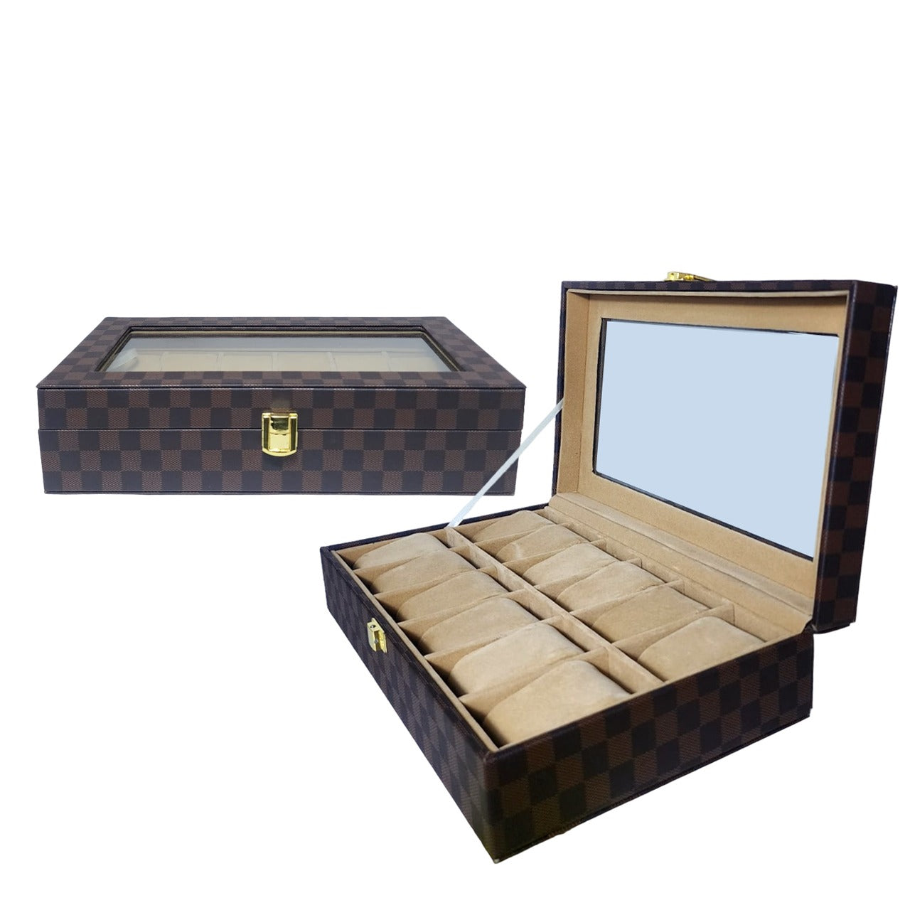 PU Leather Display Collection Storage 12 Grids Watch Organizer Box