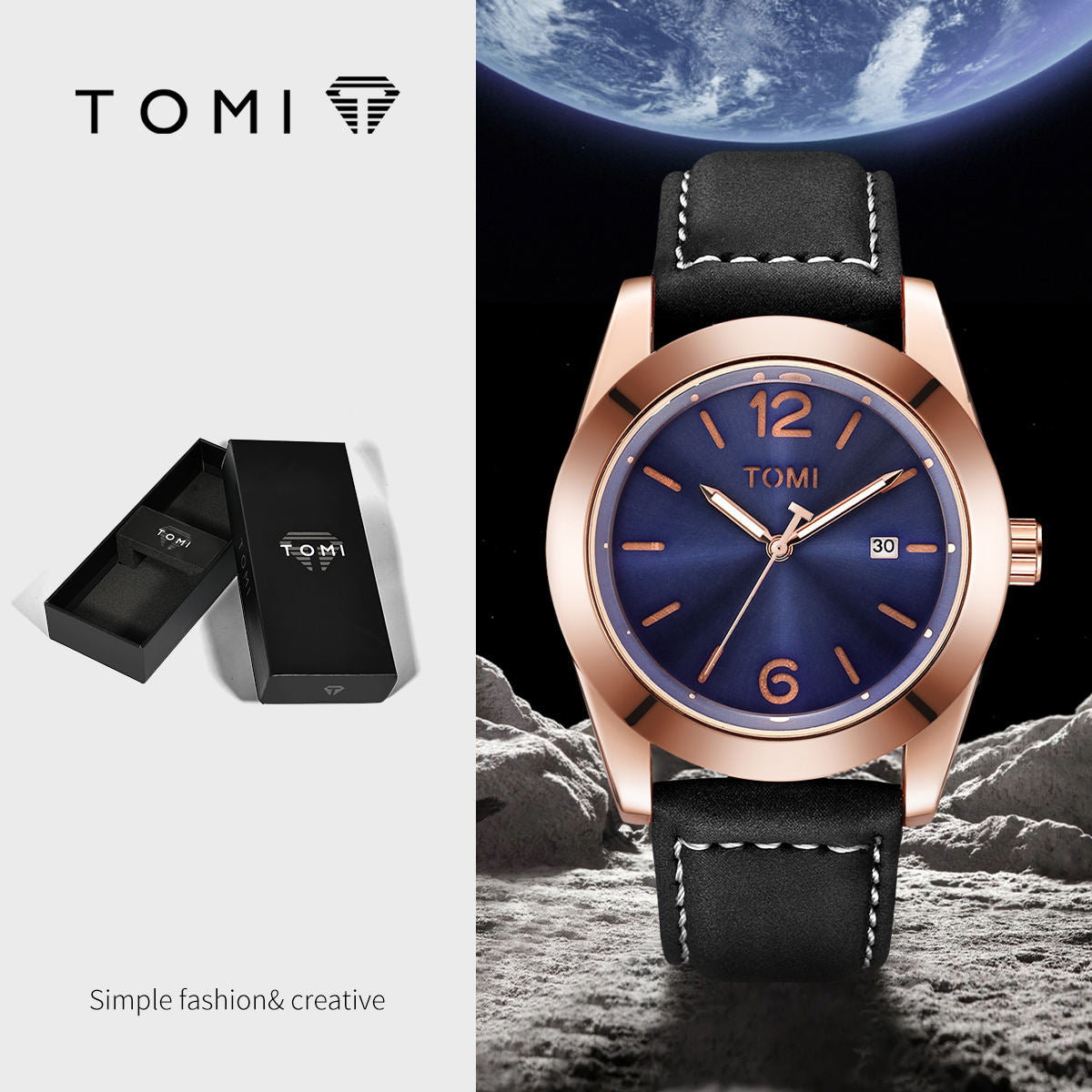 TOMI T-095 Luxury Watch Dial Quartz Date