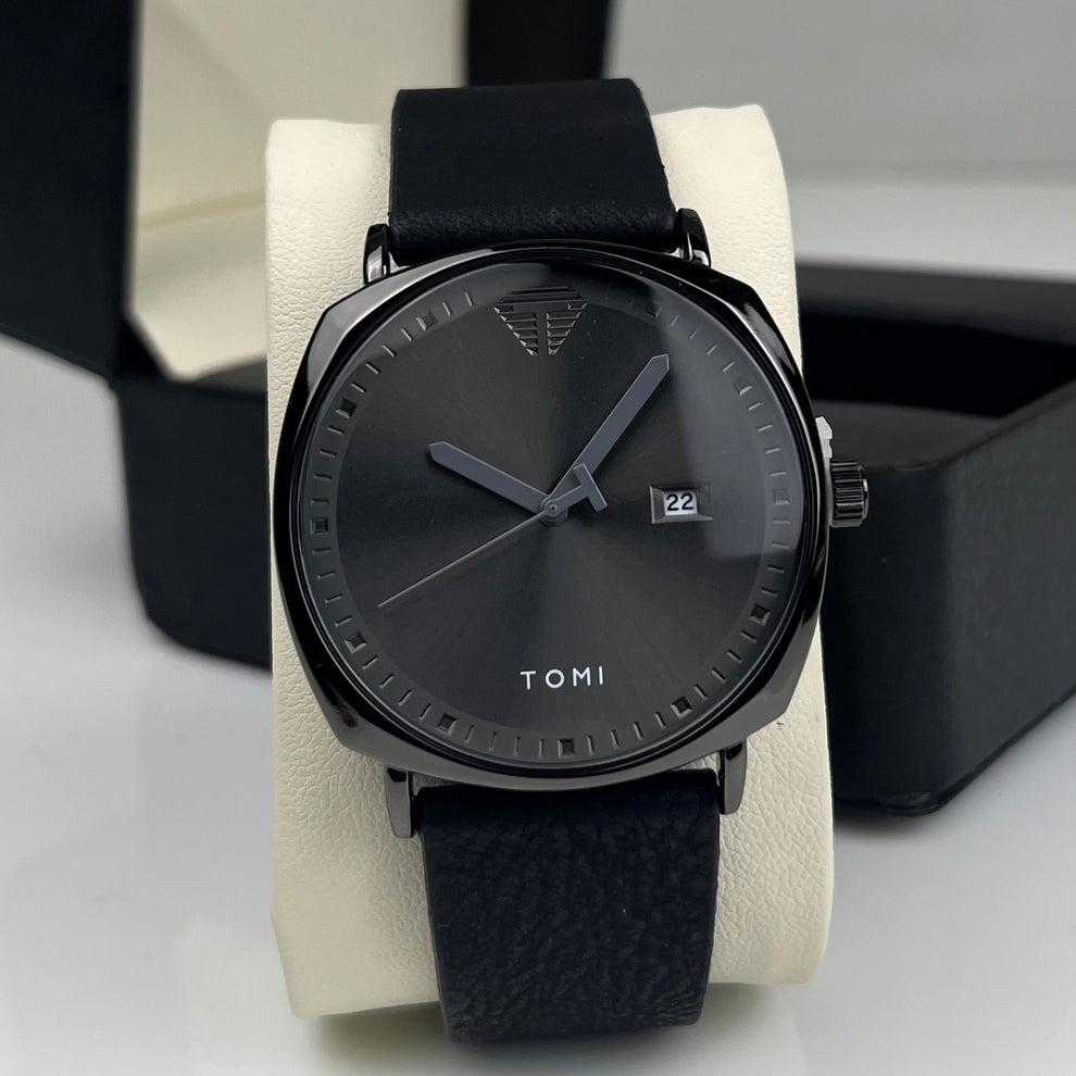TOMI T-044 Men's Watch Quartz Date Leather Strap
