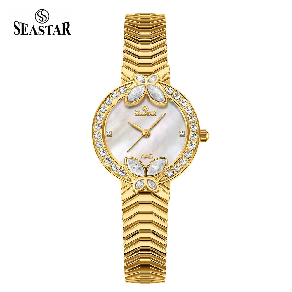 Seastar SS-2424L – Women's Luxury Gold Chain Crystal Dial Watch