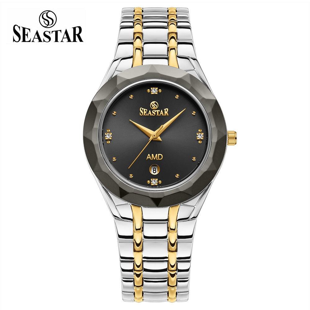 Seastar SS-2404M Men’s Two Tone Crystal Stainless Steel Watch