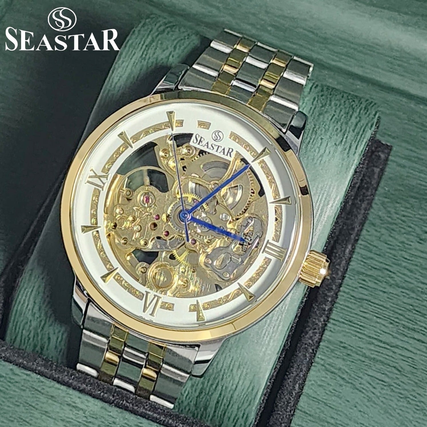 SEASTAR 8222 Automatic Skeleton Design Stainless Steel Chain Men's Watch