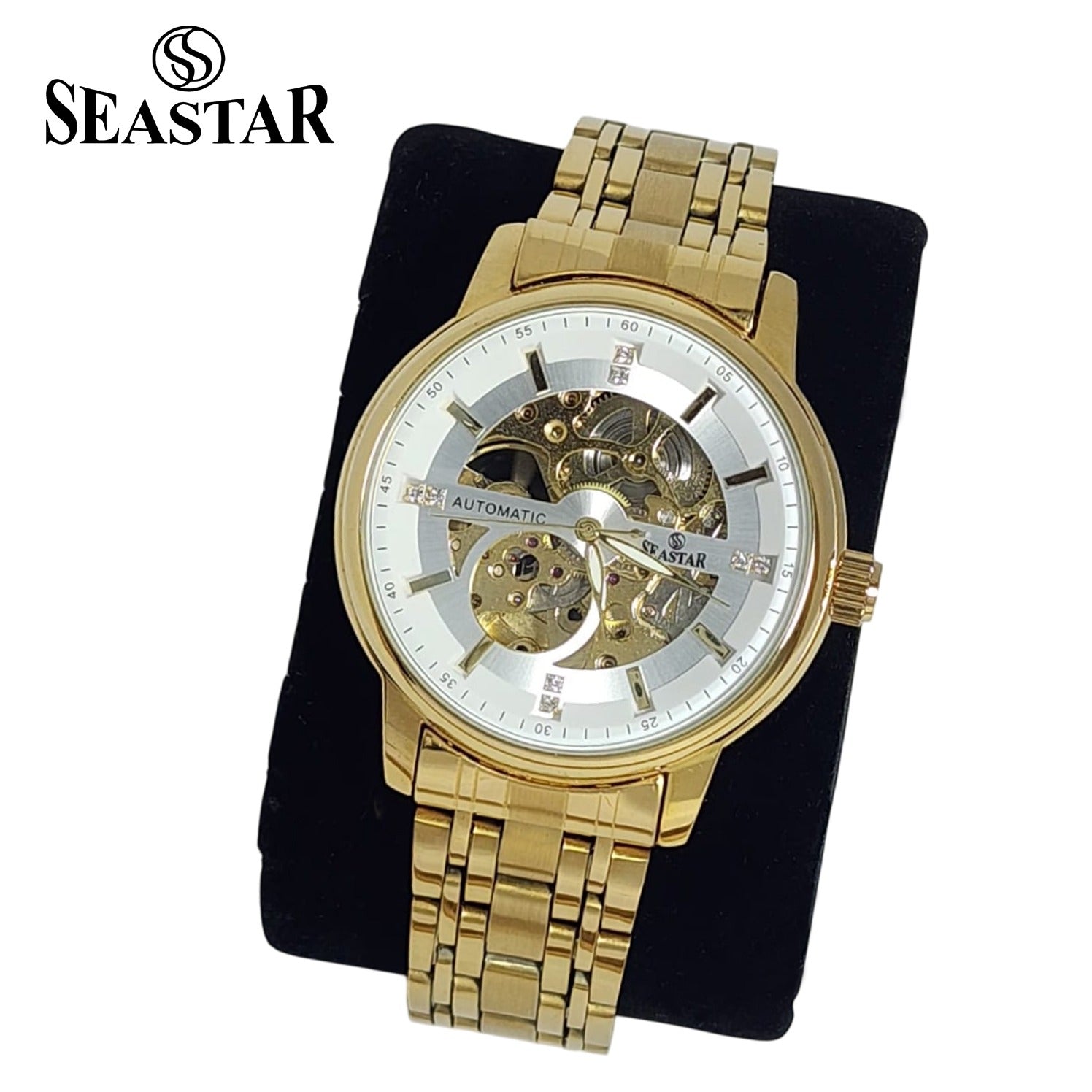 SEASTAR 8777 Automatic Skeleton Stainless Steel Chain Men's Luxury Watch
