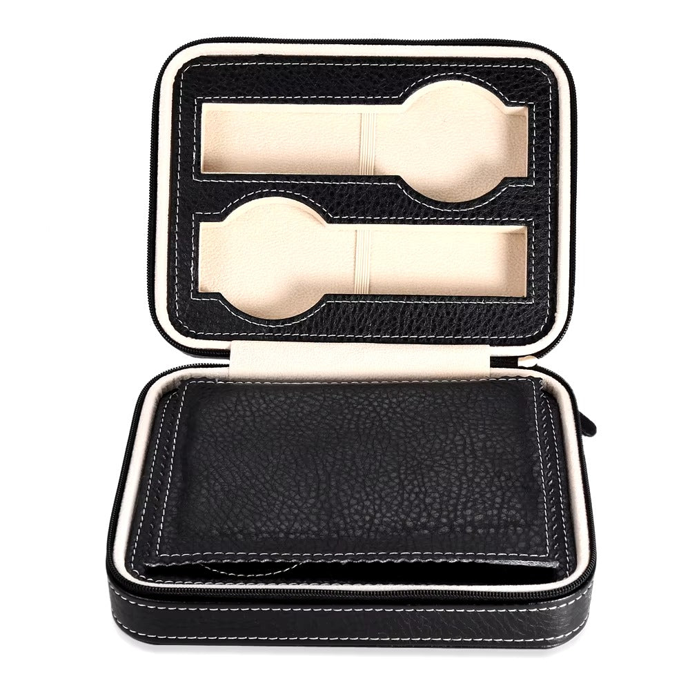 Portable Vintage Leather Display Collection Storage 4 Slots Watch Organizer Box