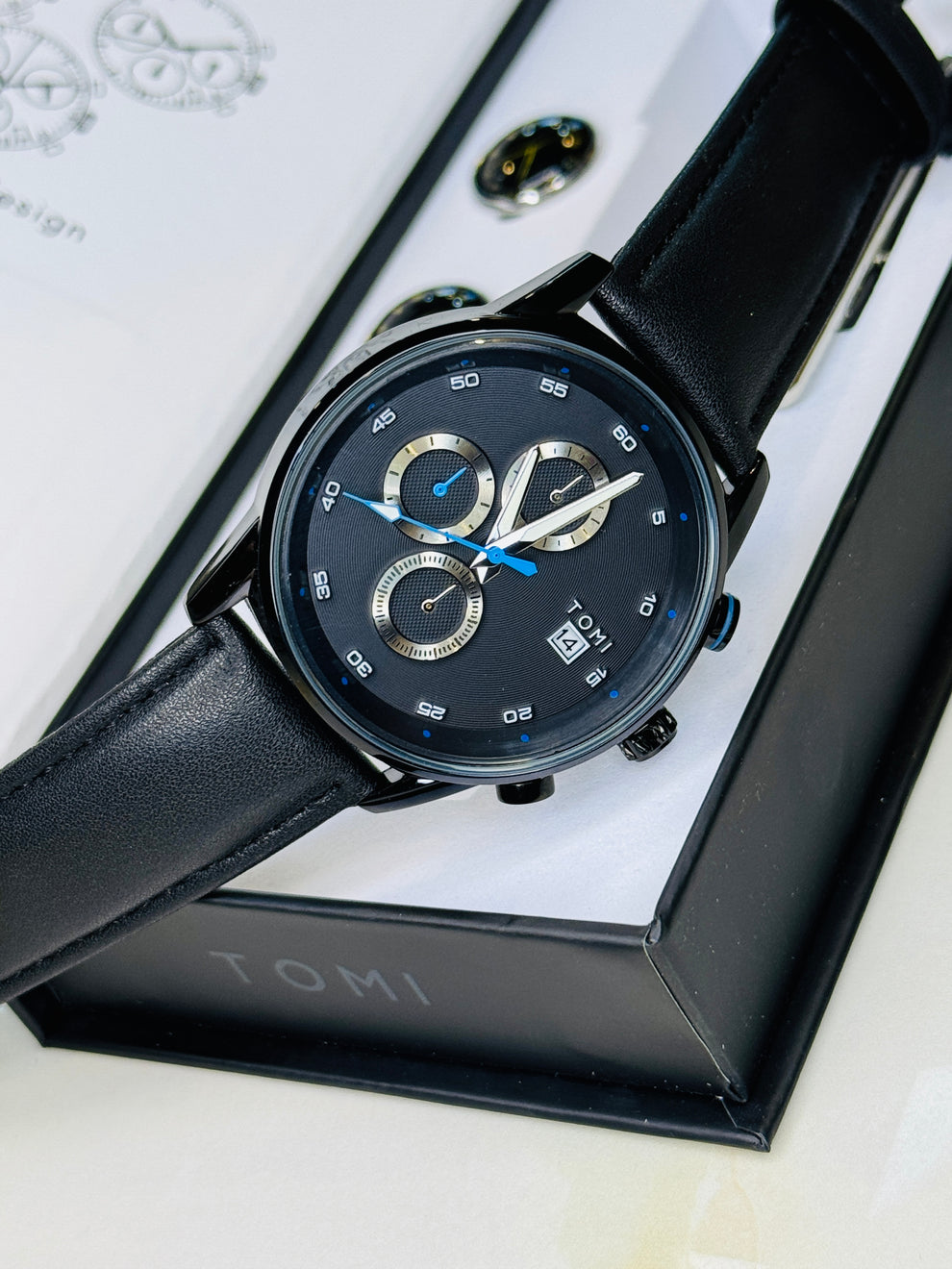 TOMI T-601 S6 Series Luxury Business Chronograph Watch Tie Pin Cufflinks