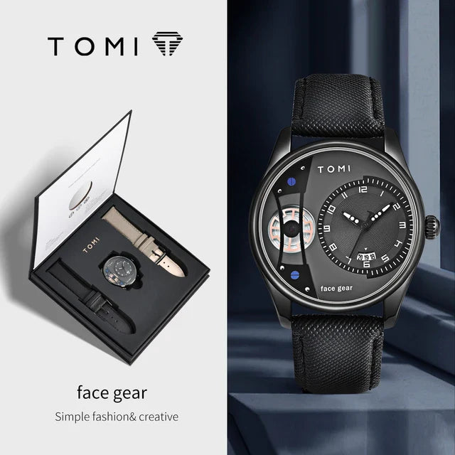 TOMI T-105 Face Gear Dual Strap Luxury Watch