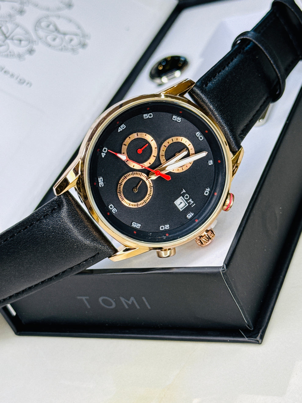 TOMI T-601 S6 Series Luxury Business Chronograph Watch Tie Pin Cufflinks