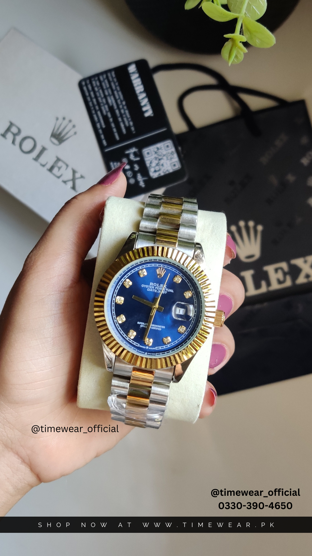 Rolex Gents Crown Lock (KAN-TTBL) Premium Rolex Box, Bag & Warranty Card