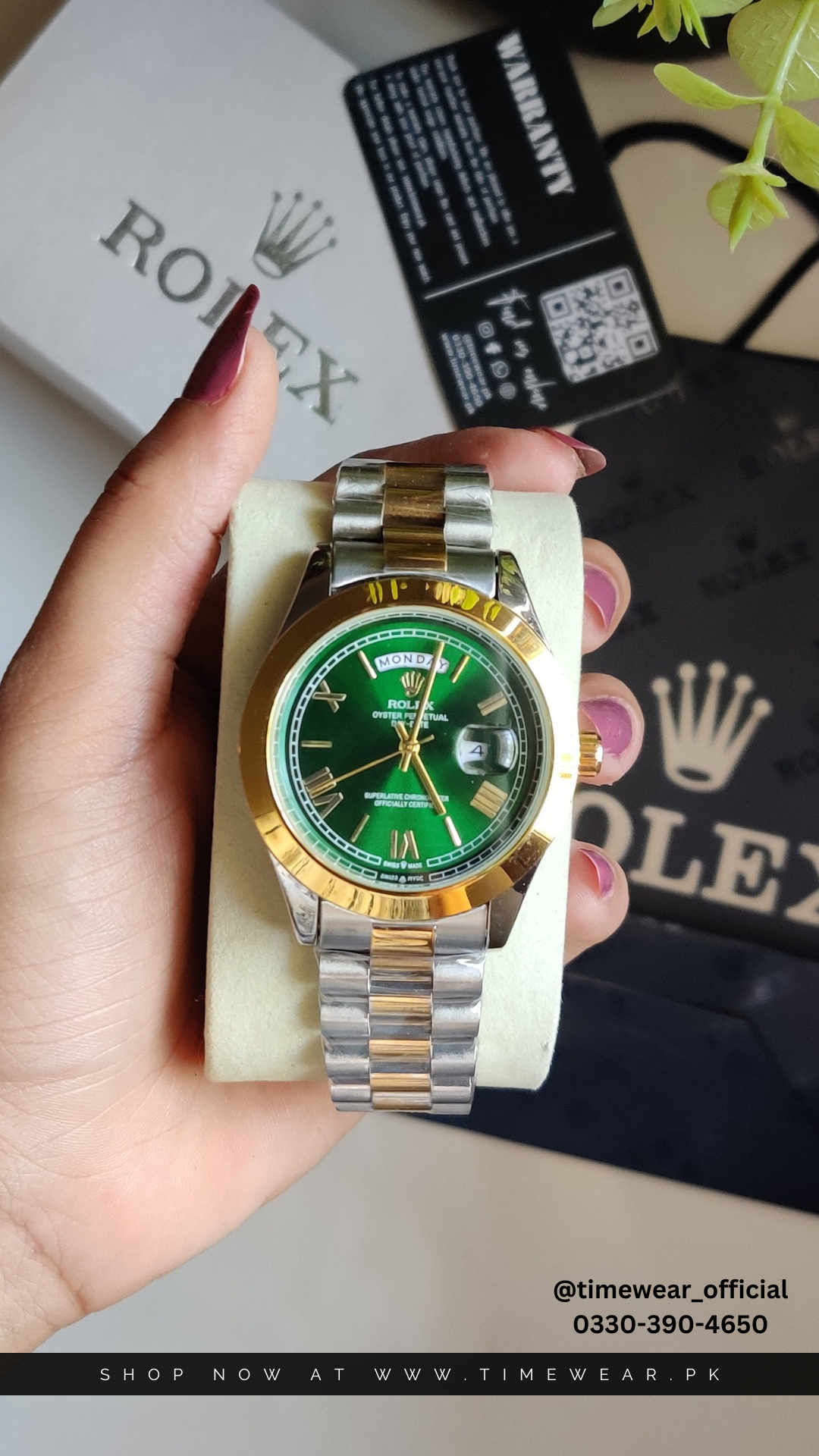 Rolex Gents Crown Lock (RO-TTGR) Premium Rolex Box, Bag & Warranty Card