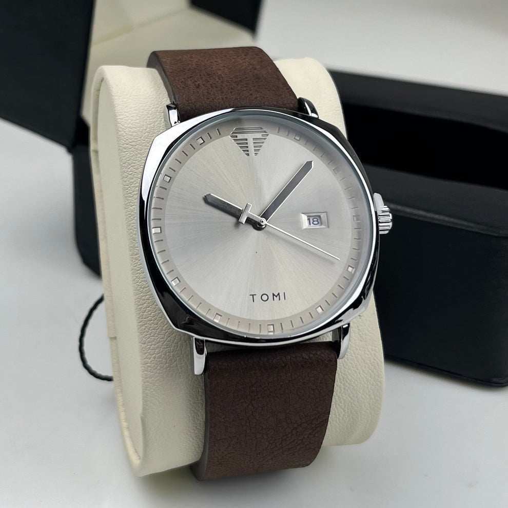 TOMI T-044 Men's Watch Quartz Date Leather Strap