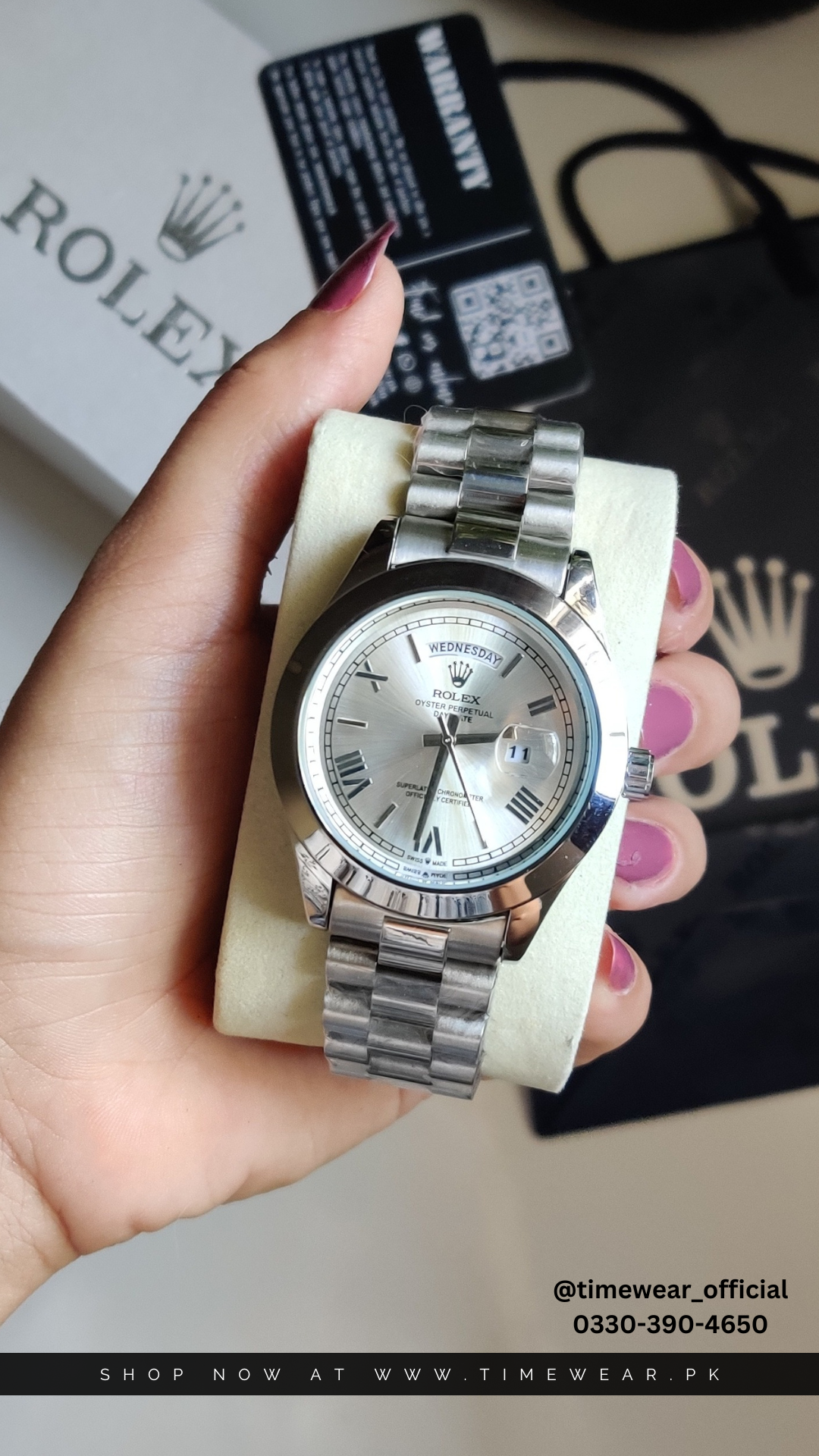 Rolex Gents Crown Lock (RO-SS) Premium Rolex Box, Bag & Warranty Card