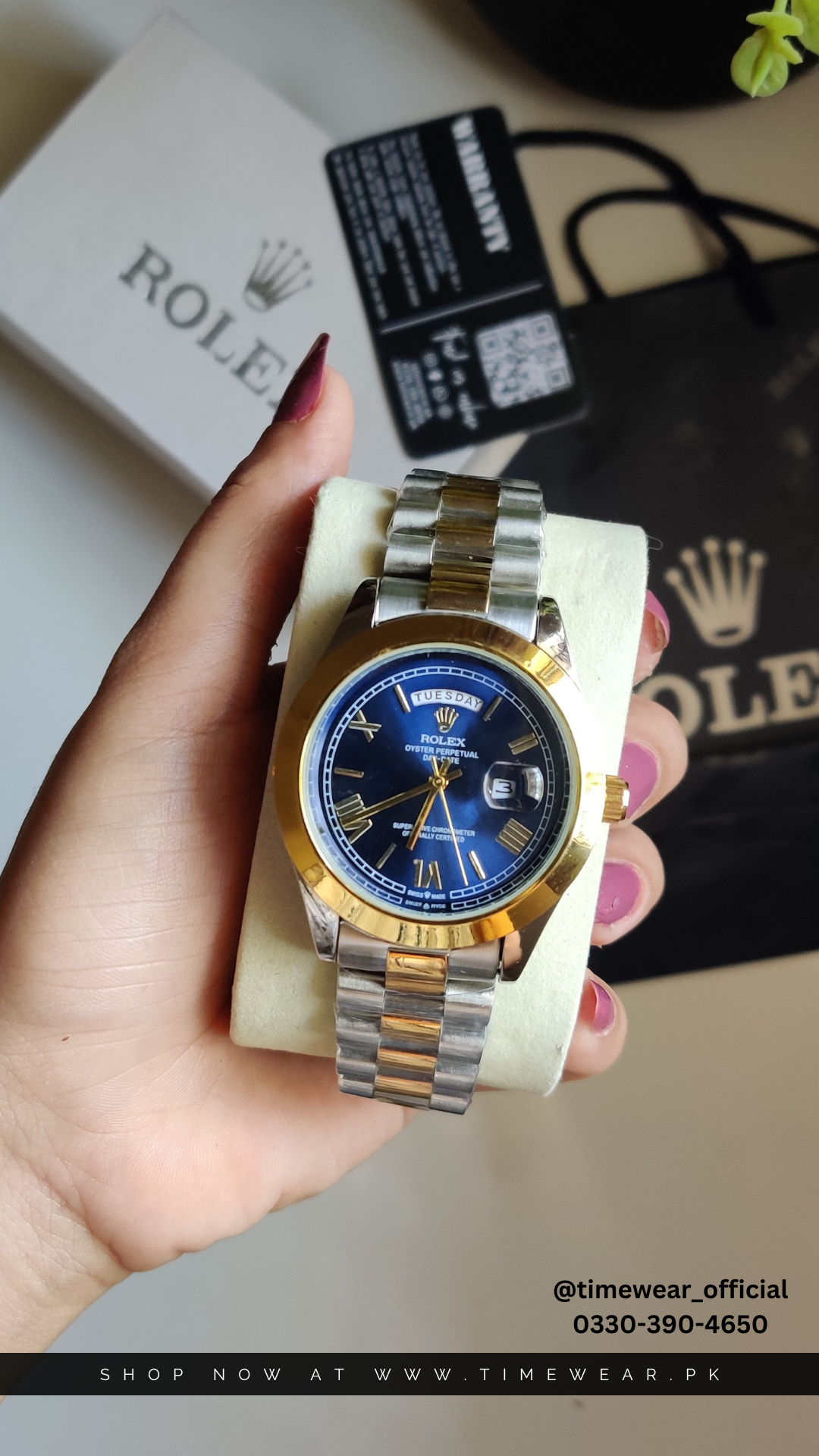 Rolex Gents Crown Lock (RO-TTBL) Premium Rolex Box, Bag & Warranty Card