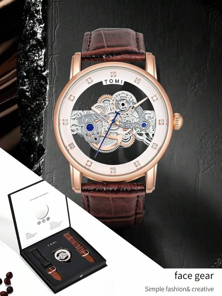 TOMI T-102 Face Gear Dual Strap Luxury Watch