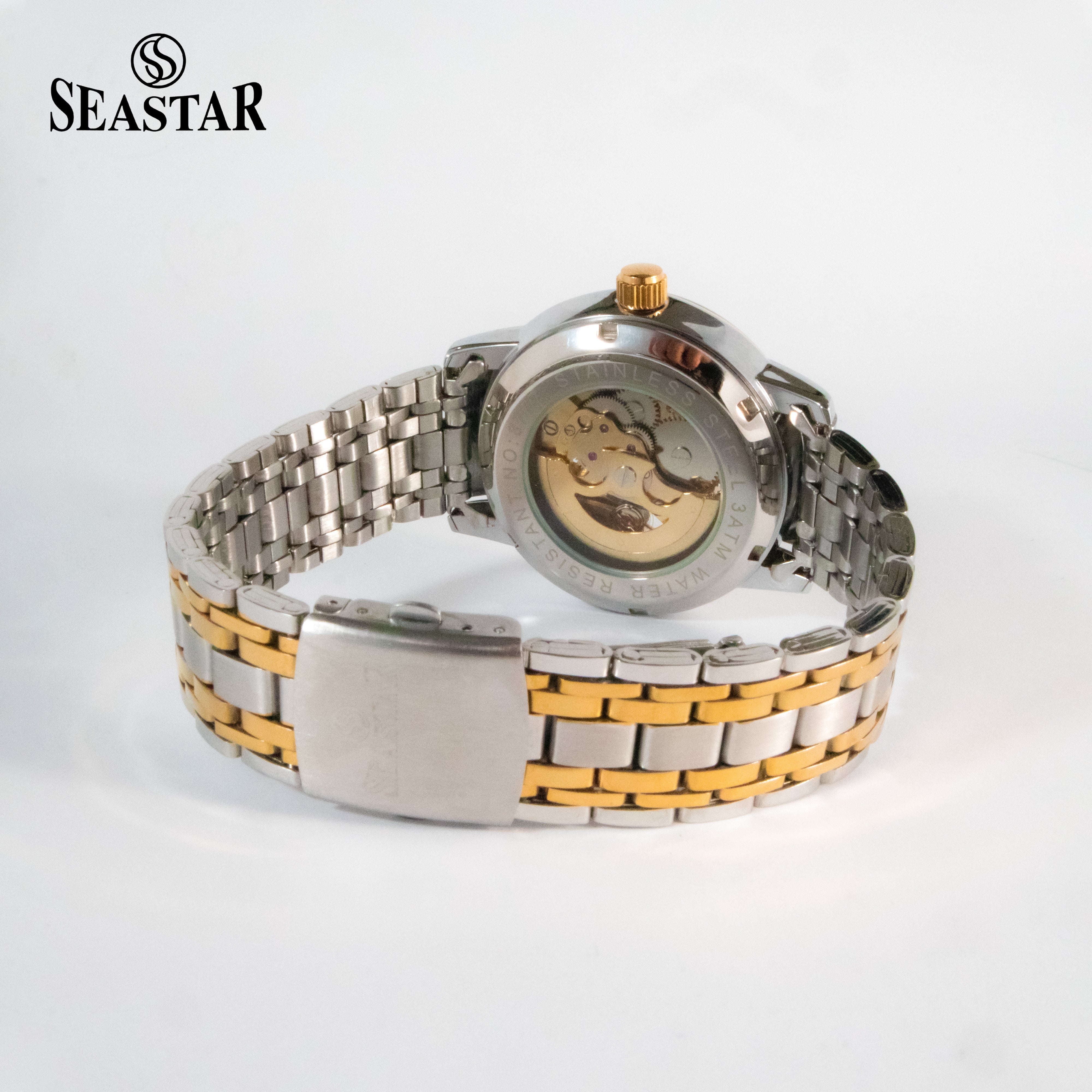 SEASTAR 8222 Automatic Skeleton Design Stainless Steel Chain Men's Watch