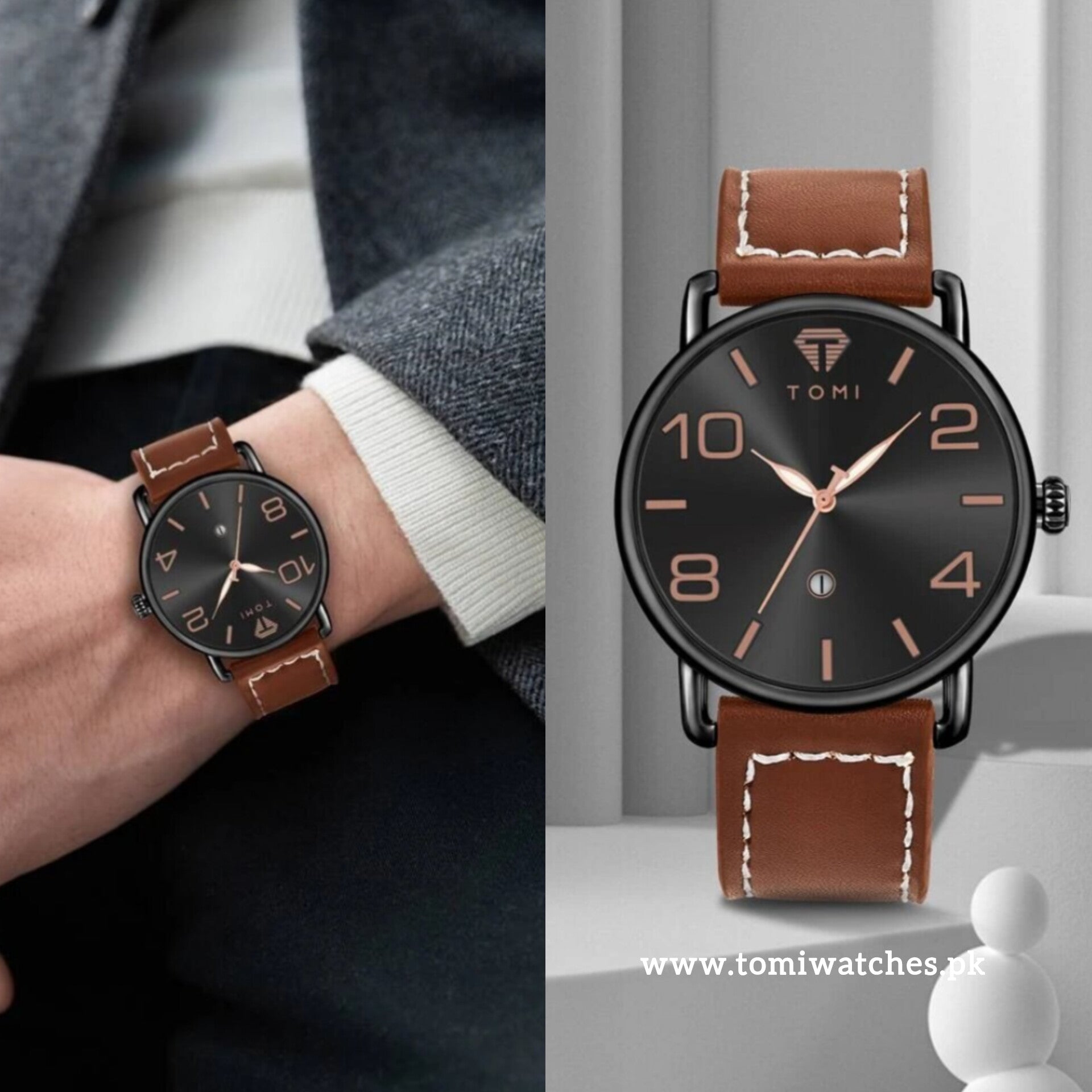 TOMI T-035 Men Wrist Watch Quartz Date Round Dial