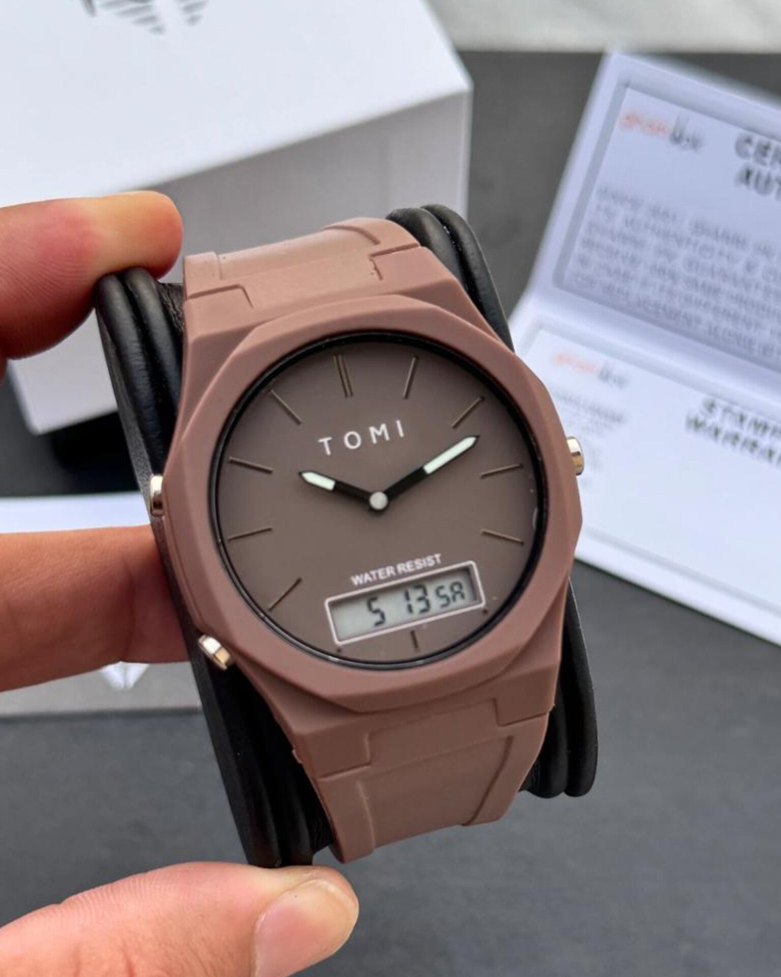 TOMI T-238 Dual Time Sports Watch