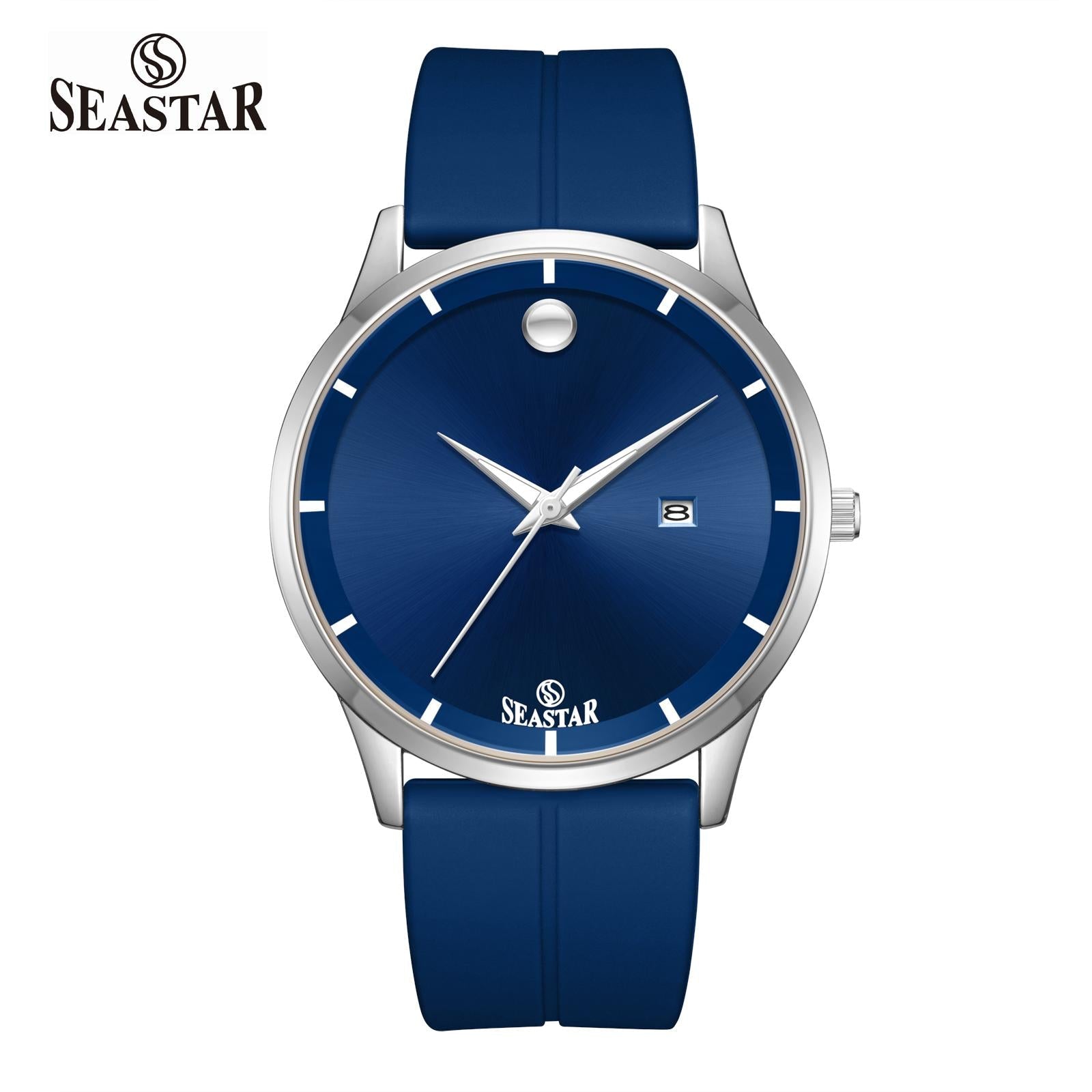 SEASTAR SS-2460M Men’s Watch with Silver Bezel Silicone Strap
