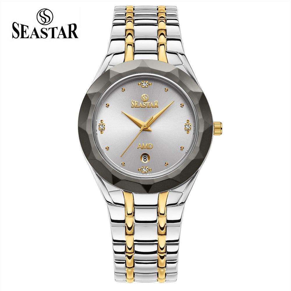 Seastar SS-2404M Men’s Two Tone Crystal Stainless Steel Watch