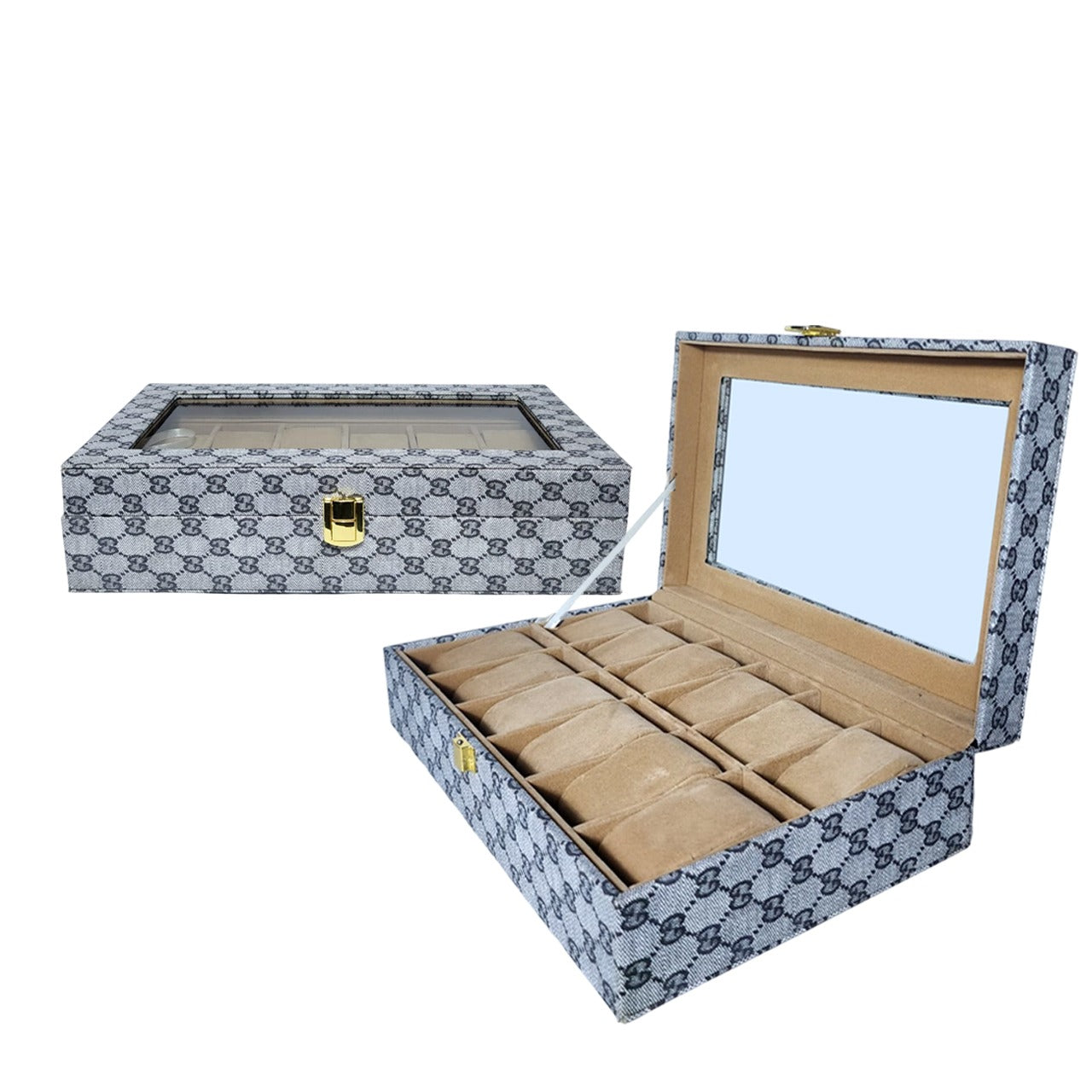 PU Leather Display Collection Storage 12 Grids Watch Organizer Box