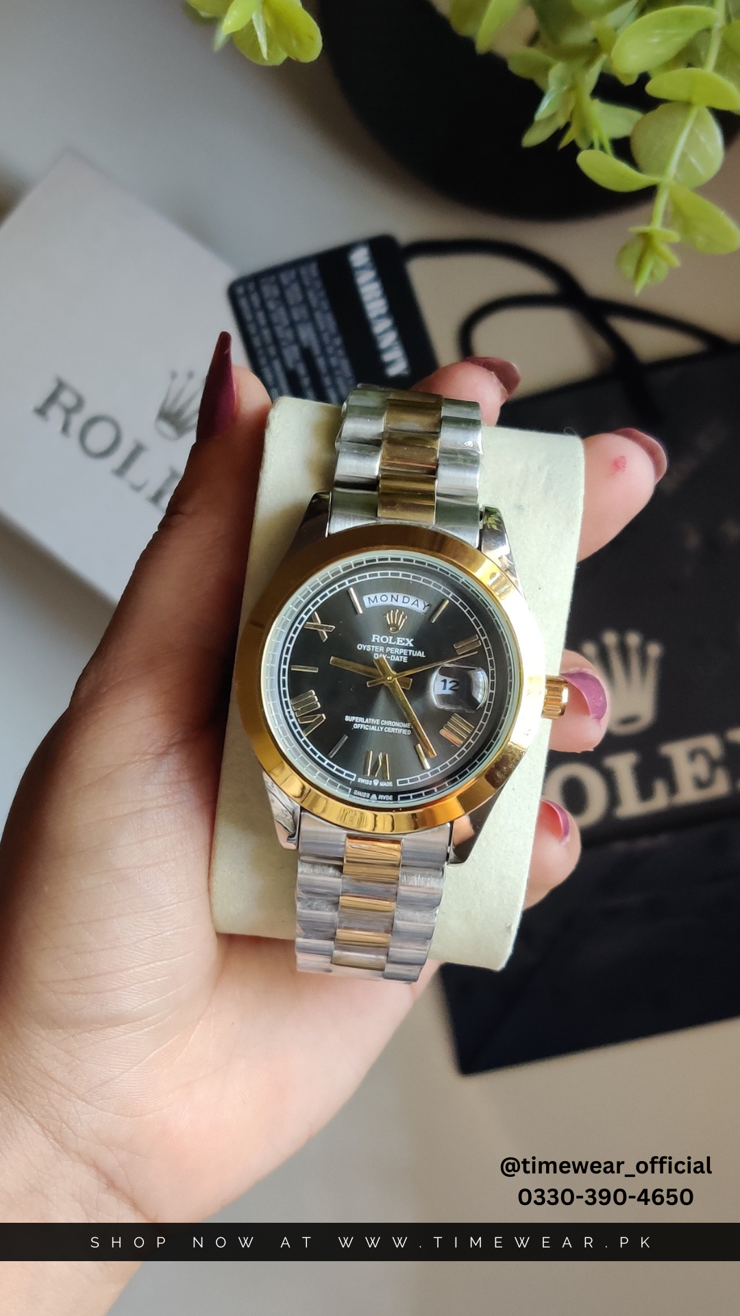 Rolex Gents Crown Lock (RO-TTBK) Premium Rolex Box, Bag & Warranty Card