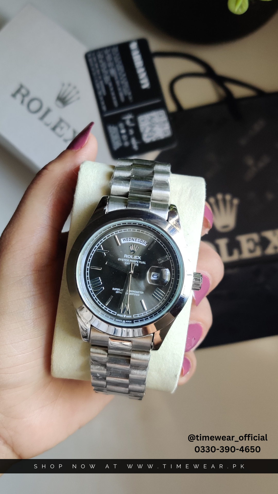 Rolex Gents Crown Lock (RO-SBK) Premium Rolex Box, Bag & Warranty Card