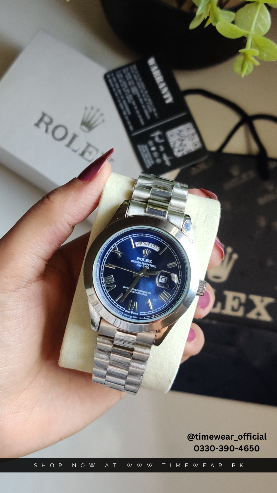 Rolex Gents Crown Lock (RO-SBL) Premium Rolex Box, Bag & Warranty Card