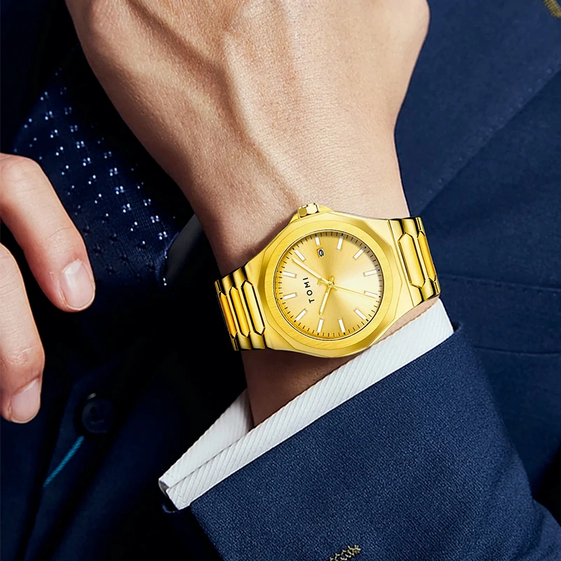 TOMI T-301 New Men's Luxury Business Stainless Steel Watch Gift Box Set