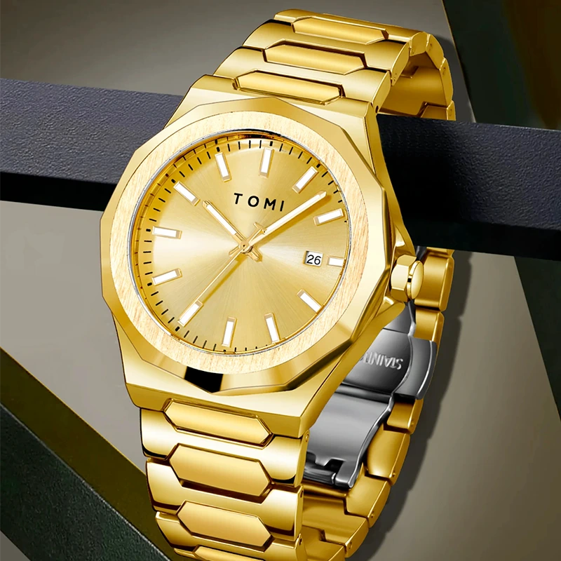 TOMI T-301 New Men's Luxury Business Stainless Steel Watch Gift Box Set